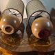 pair of Scandinavian wooden ball bedside lamps elec ok 32x14
