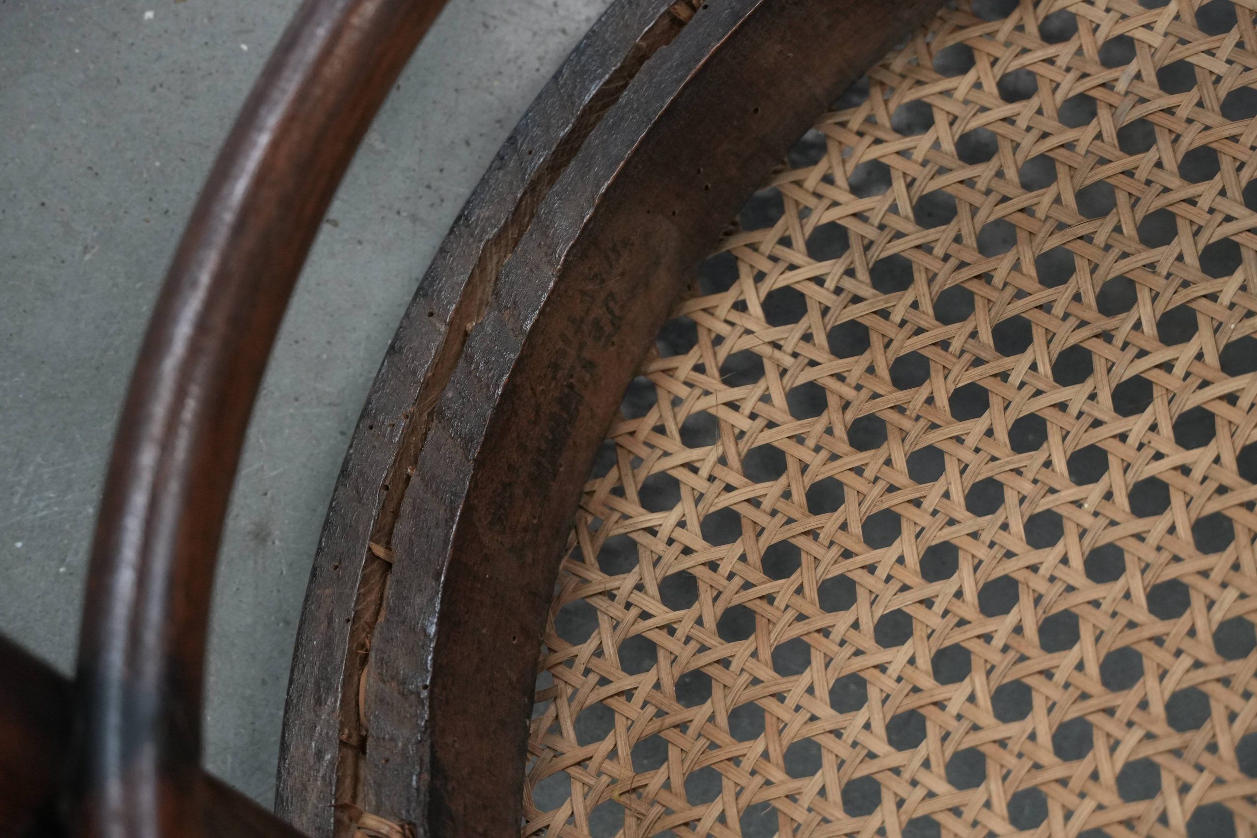 Set of 4 vintage bistro chairs Jacob & Josef Kohn Wien with a wicker seat