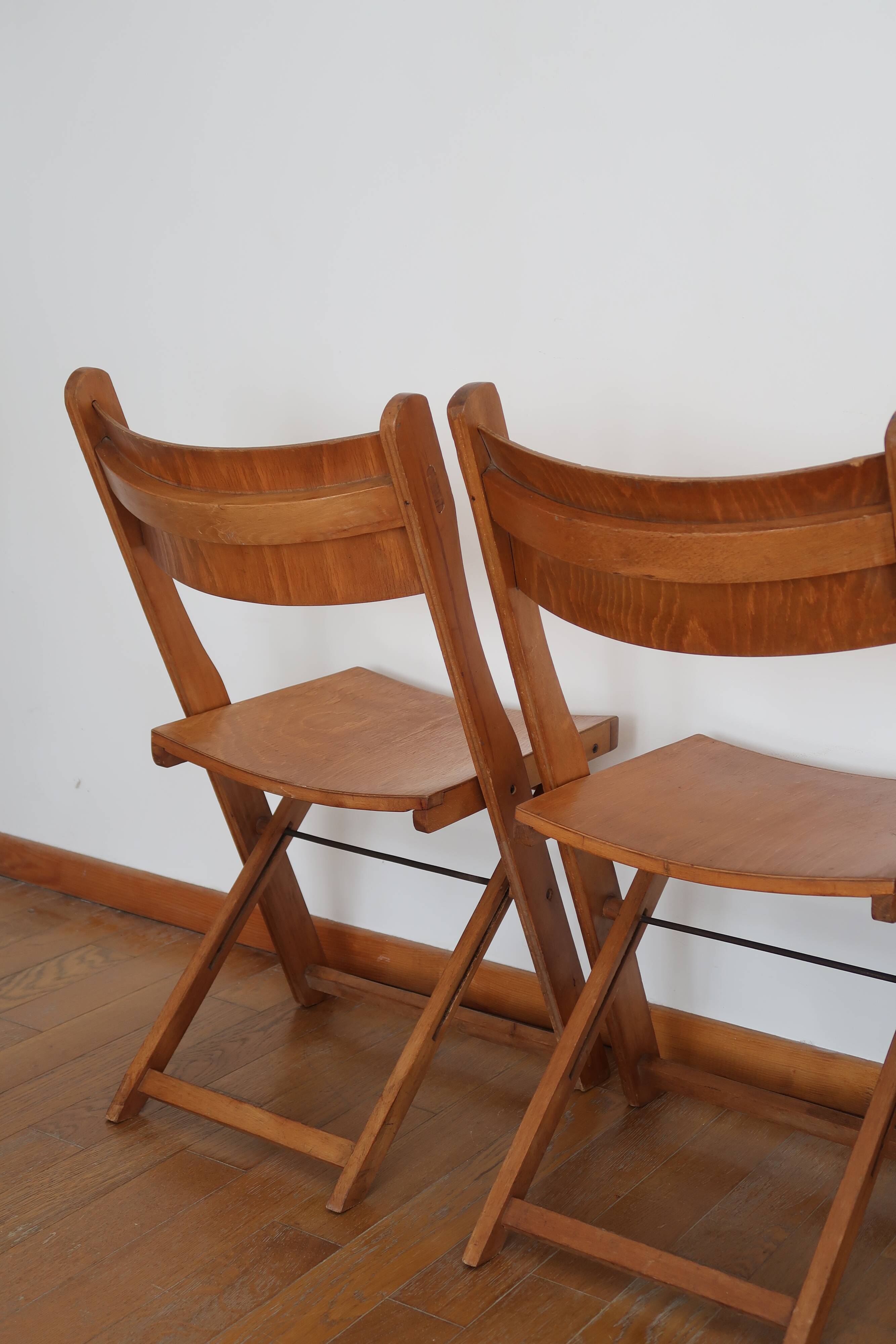 Set of 4 folding chairs in wood 70