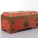 Oriental velvet chest brass decoration, 1960s