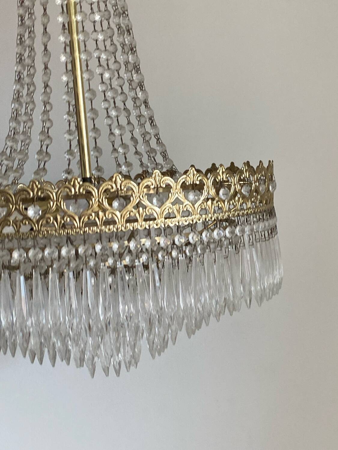 Antique brass hot air balloon chandelier with tassels