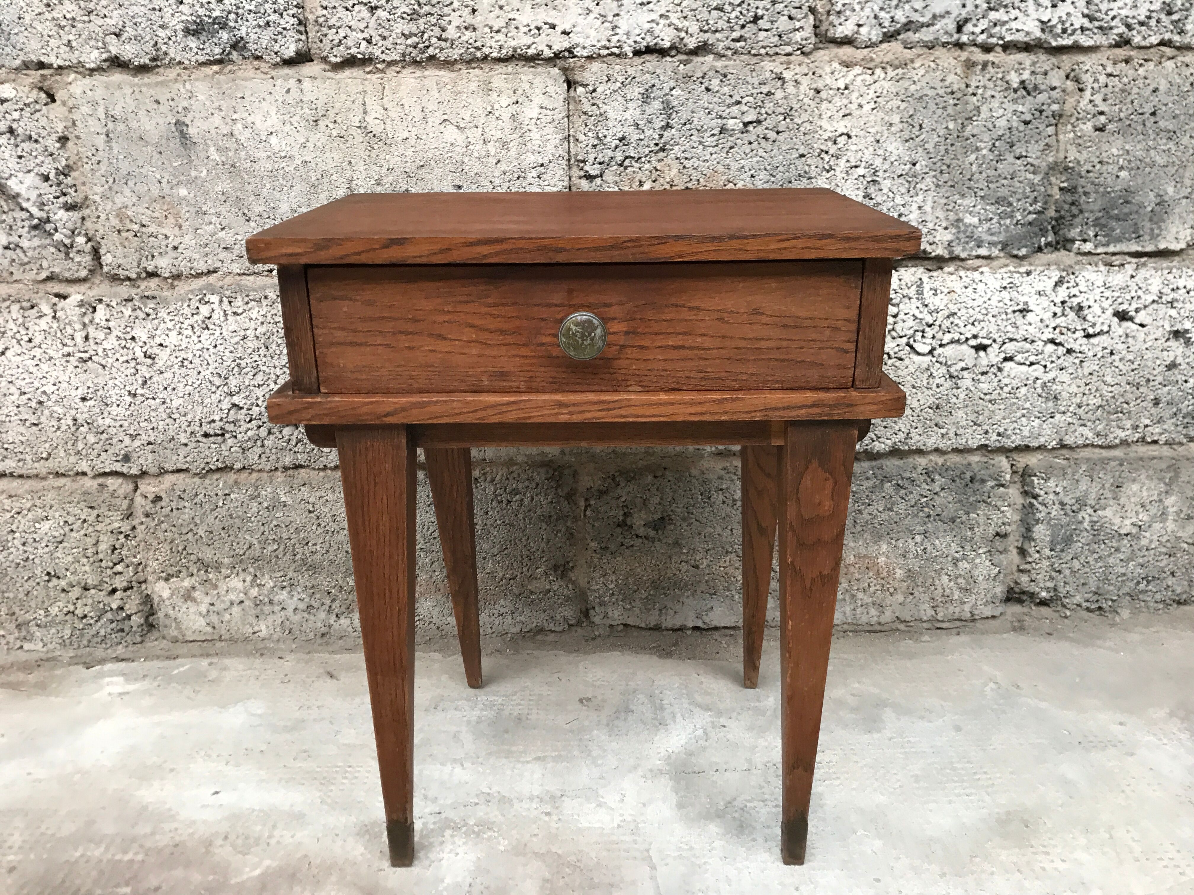 Bedside bedside table end of vintage 1950 vintage sofa - oak - retro bedside