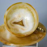 Set of 4 marble and brass espresso cups and saucers