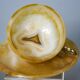 Set of 4 marble and brass espresso cups and saucers