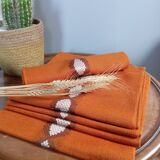 6 serviettes de table orange, seventies