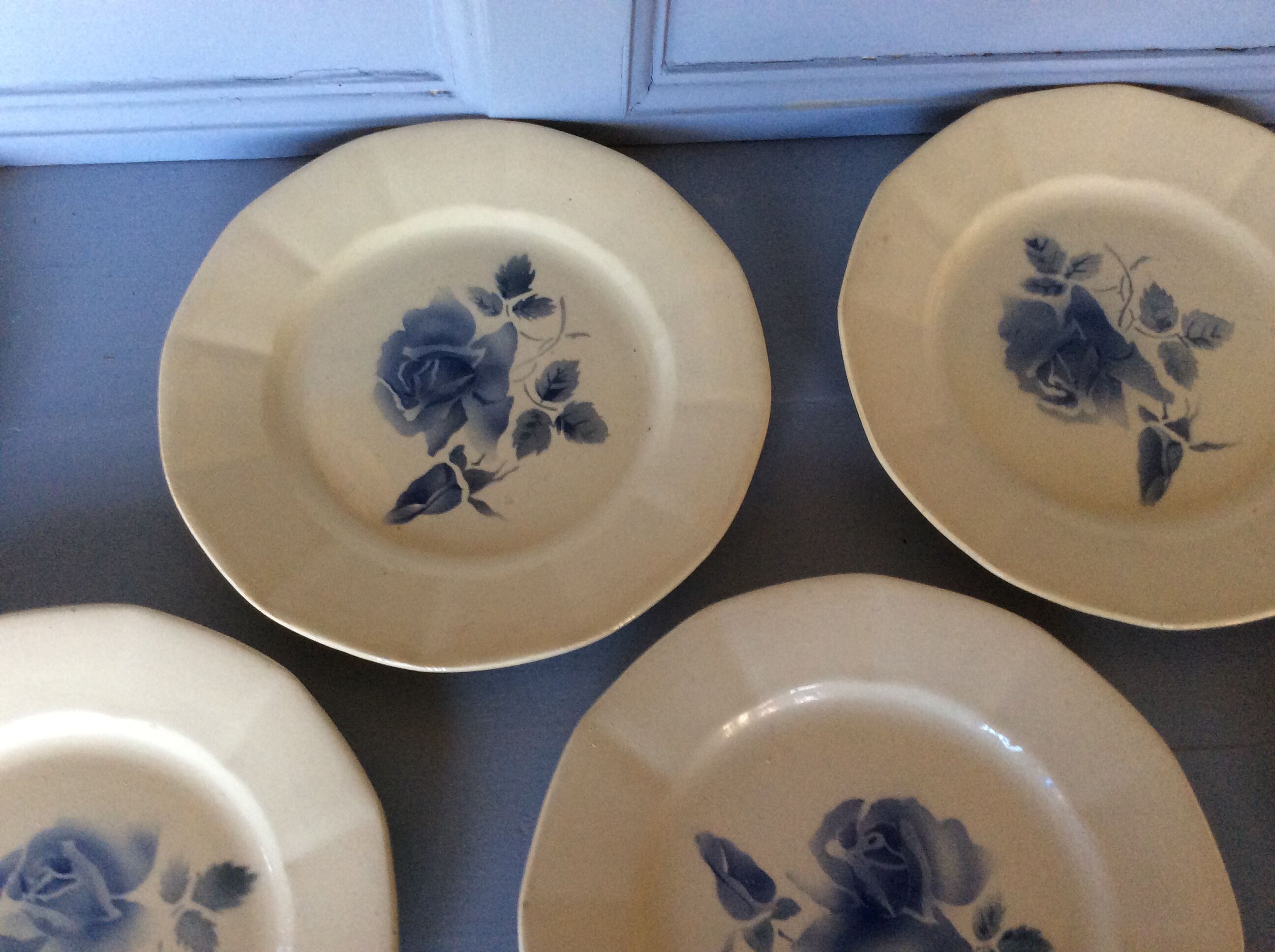 Assiette plats roses bleus