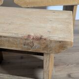 Trio of handcrafted blond wood stools