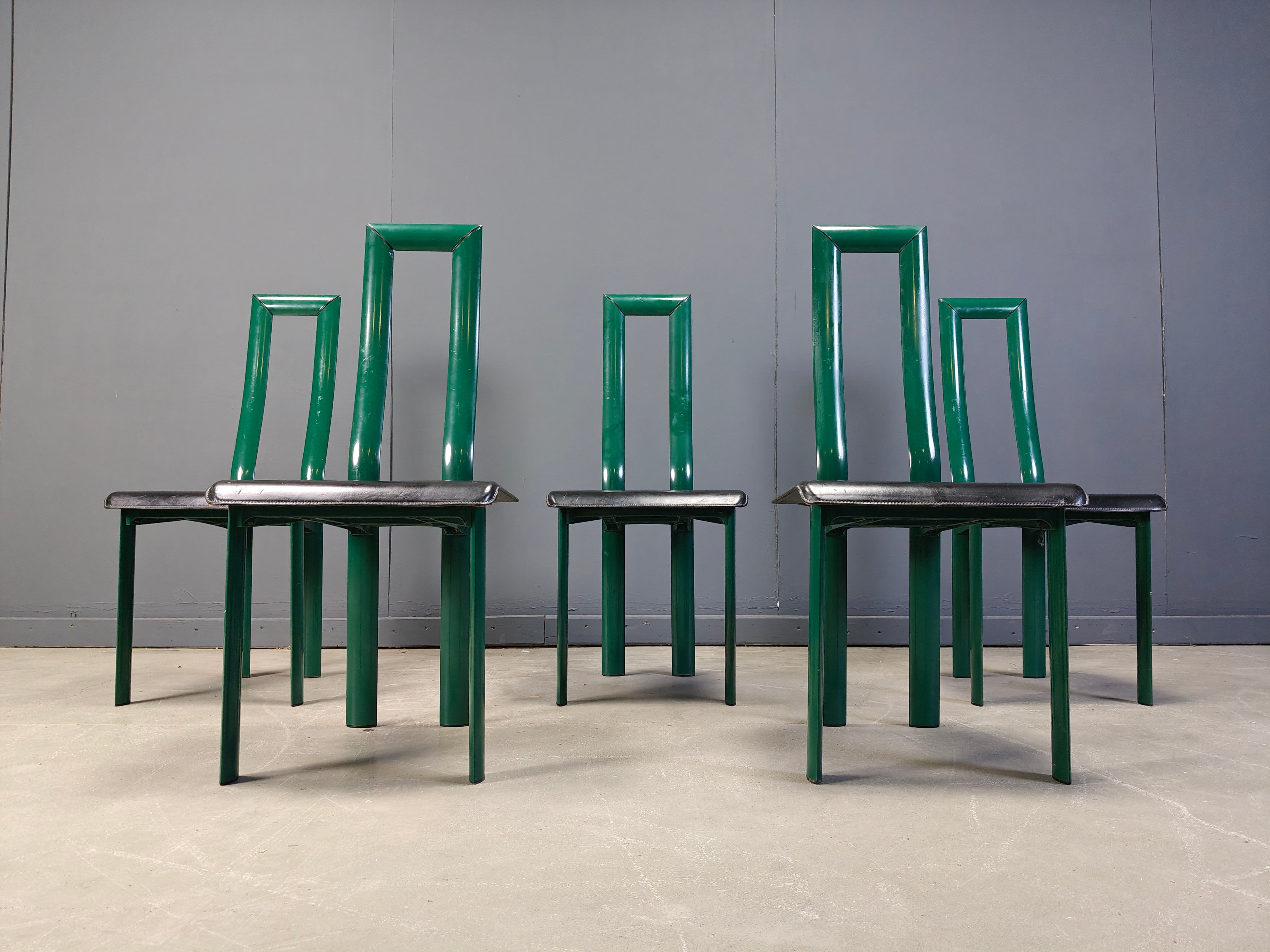 Italian Model Regia dining chairs by Antonello Mosca for Ycami, 1980s