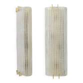 Pair of Modern Italian Brass and Murano Glass Textured Wall Sconces