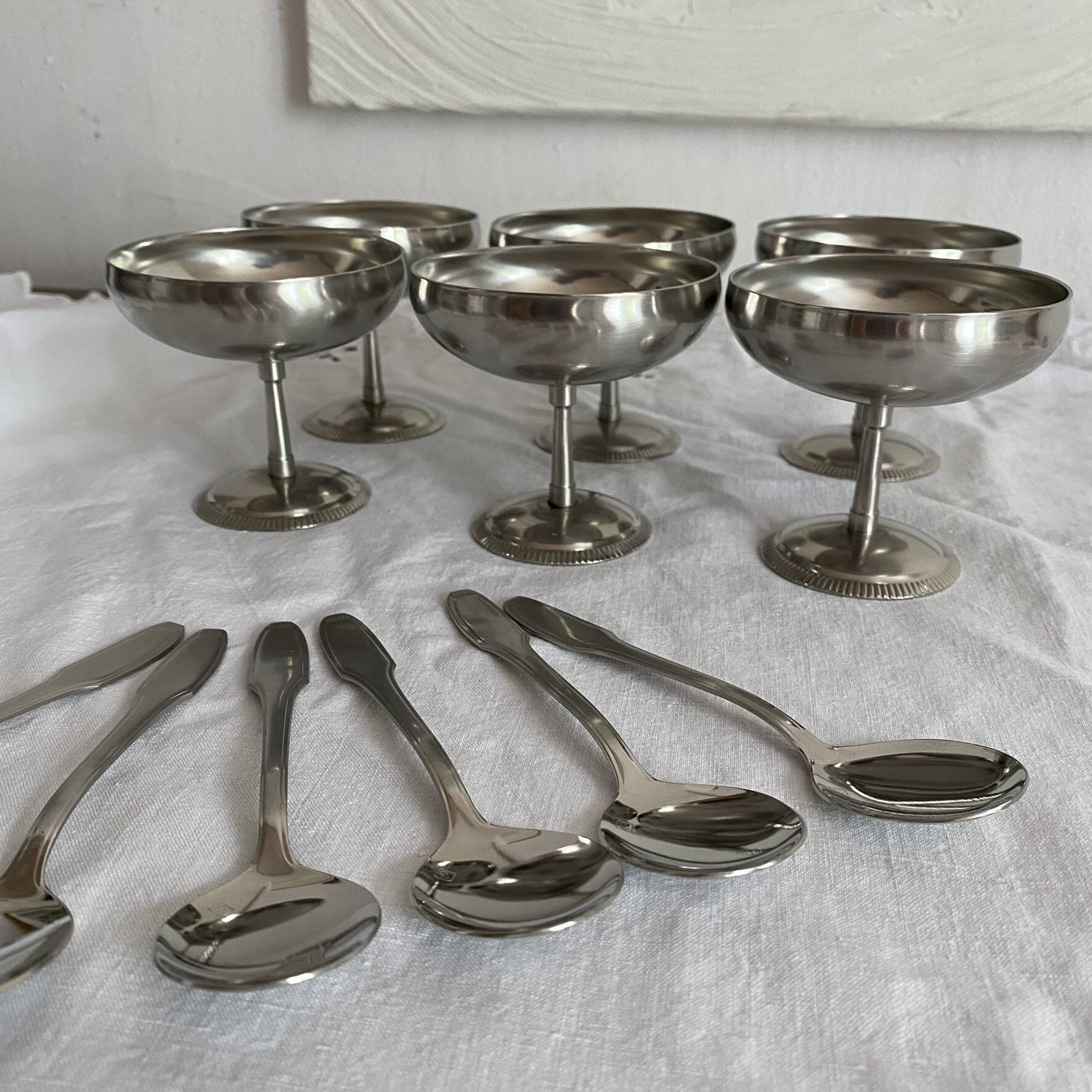 Stainless steel footed bowls Jean Couzon