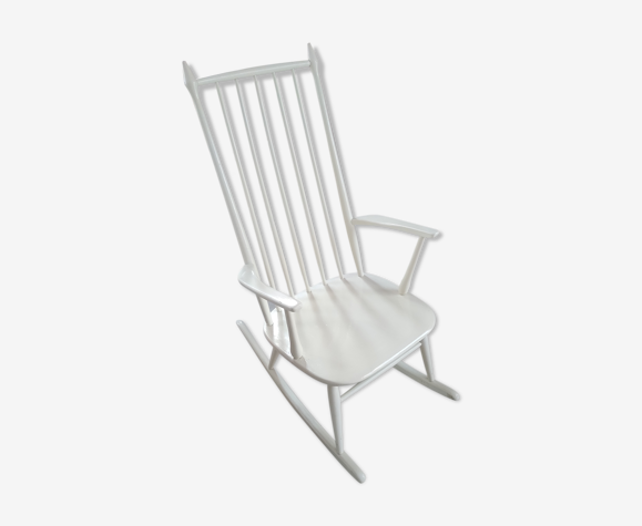 Rocking-chair vintage white wood