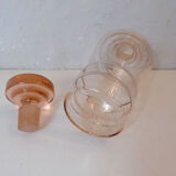 Ancienne carafe flacon en verre soufflé rose