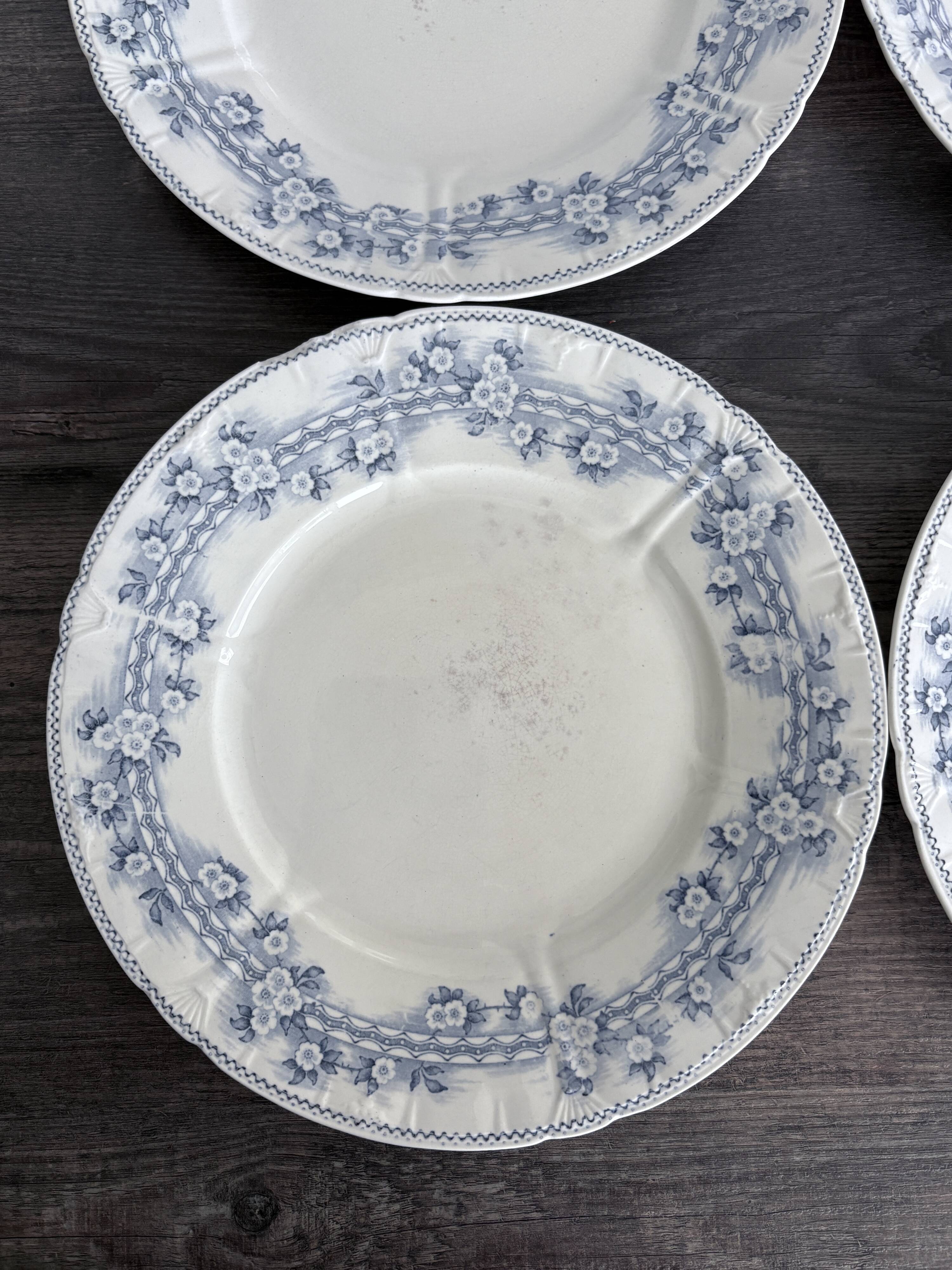 4 antique plates by Franz Anton Mehlem "Anita", antique porcelain