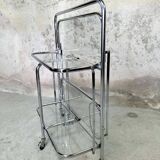 Chrome and glass folding trolley from the 70s