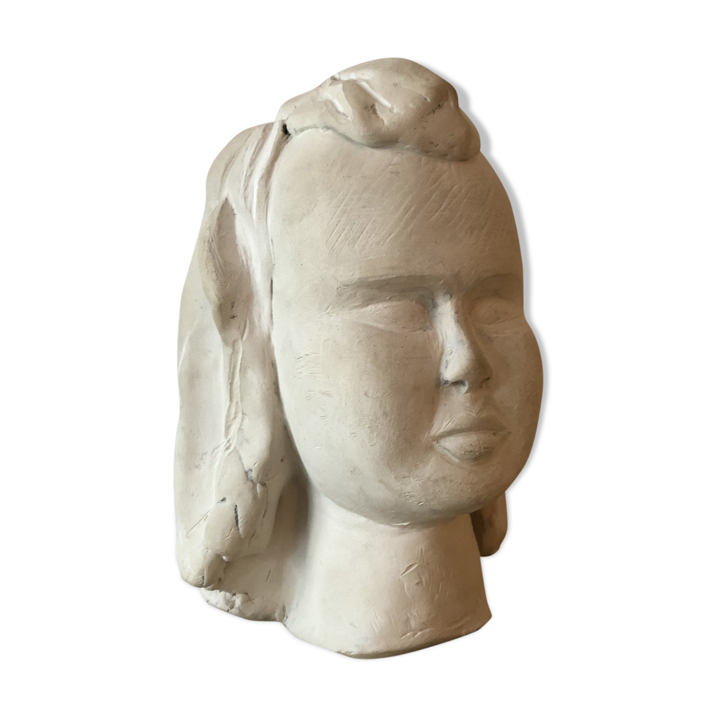 Tête en plâtre décorative
