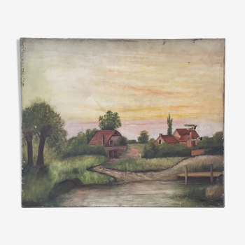 Toile ancienne paysage