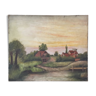 Toile ancienne paysage