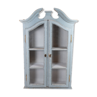 Grey painted hanging glass cabinet in gustavian style from around 1820.
