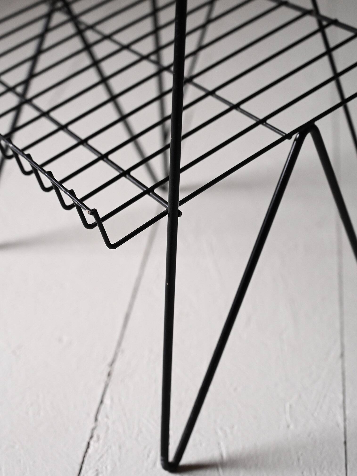 Pair of wooden and metal side tables