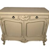 Low rocaille style sideboard in cream lacquered wood, circa 1900