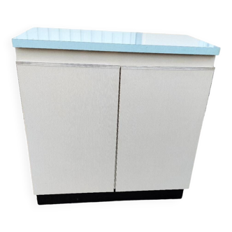 Small blue and white formica sideboard