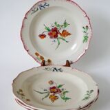 Set of 4 Salin soup plates with serrated edges with flowers Salins 1950