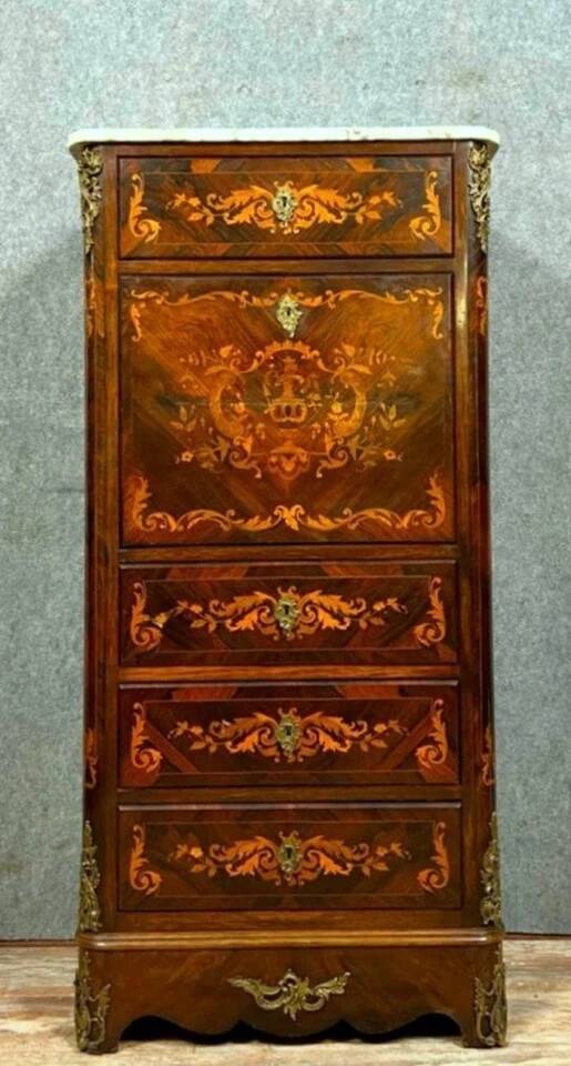 Napoleon III period lady's secretary in precious wood marquetry