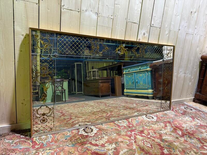 Miroir de Bistro - Brasserie en verre églomisé style Art Nouveau