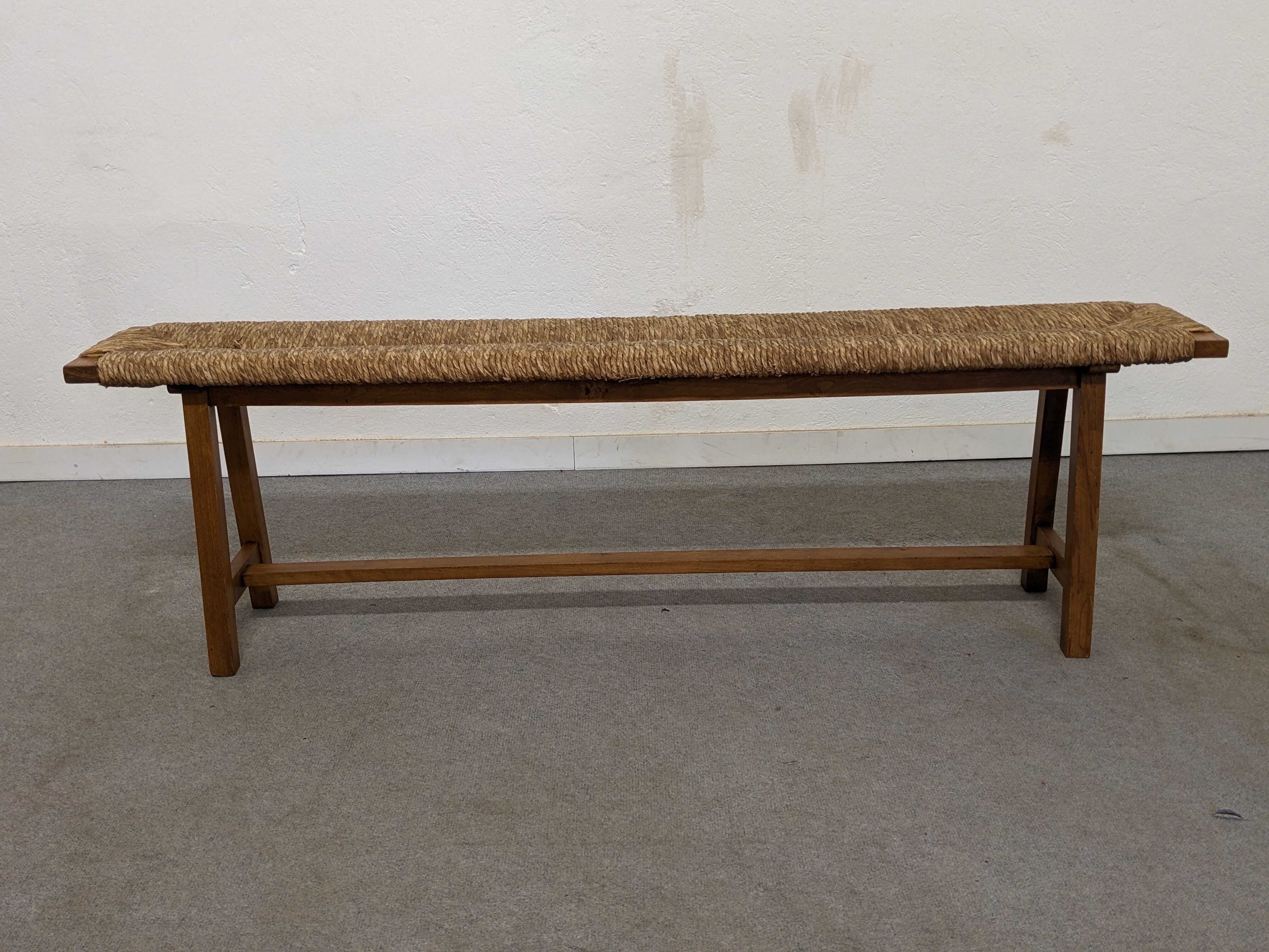 Wooden bench and marsh straw 50s/60s
