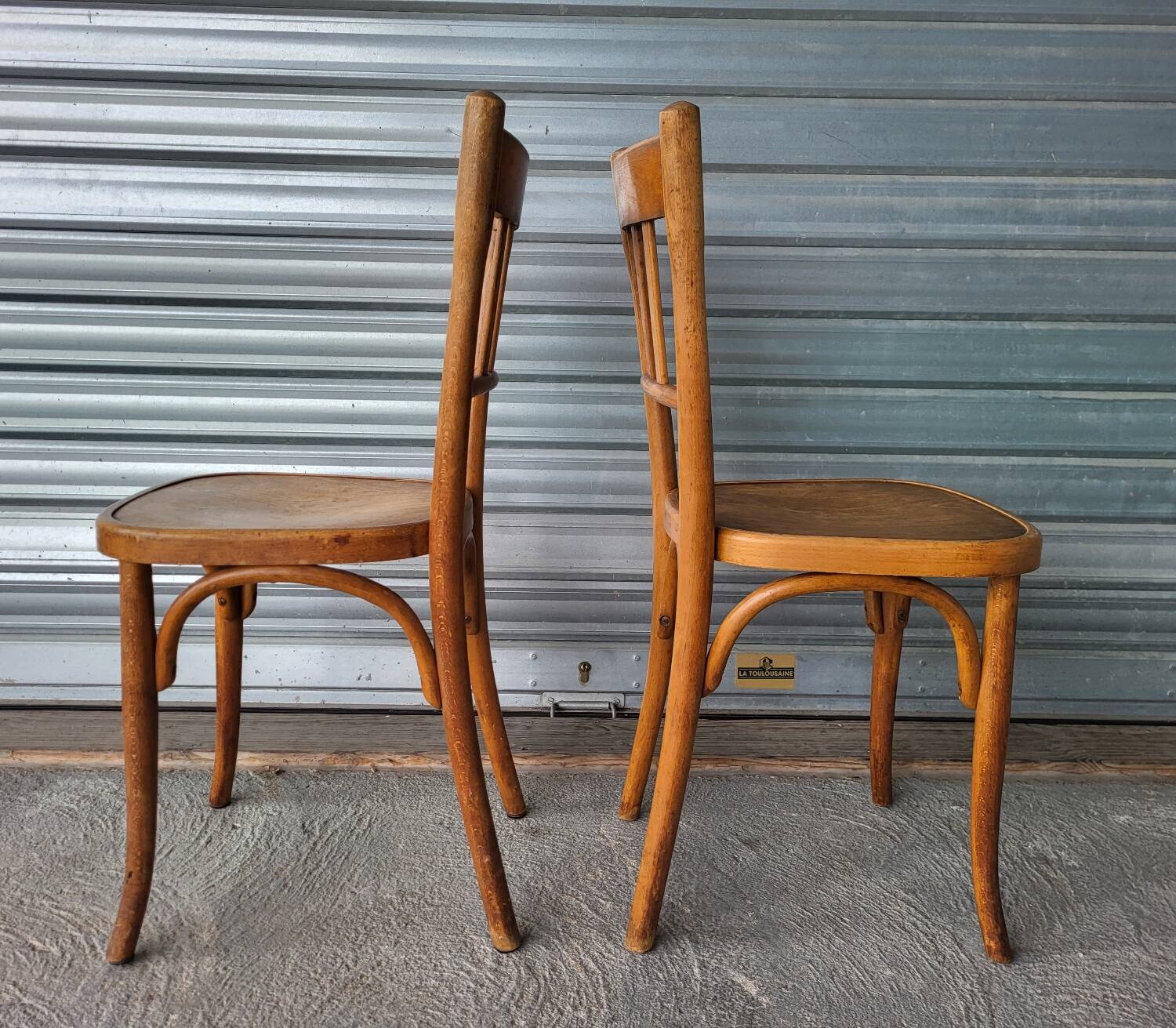 Pair of authentic antique Fischel Vintage bistro chairs
