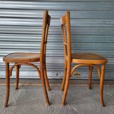 Paire d'authentiques anciennes chaises Bistrot signées Fischel Vintage