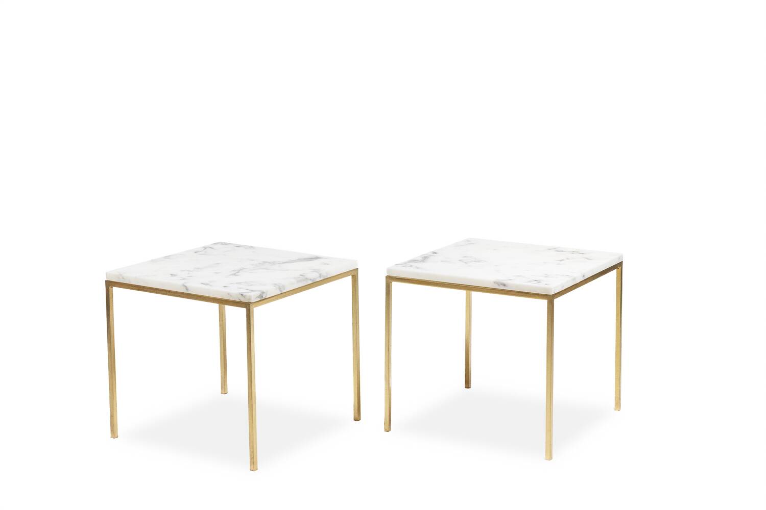 Pair of marble and gilt bronze end tables. 1970s.