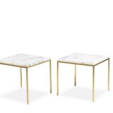 Pair of marble and gilt bronze end tables. 1970s.