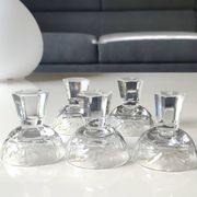 Lot of 5 Small Digestif/Liqueur Glasses. Cut Bohemian crystal. Floral.