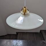 Old hanging lampshade in white opaline Art Deco 1930 Ø 25.5 cm