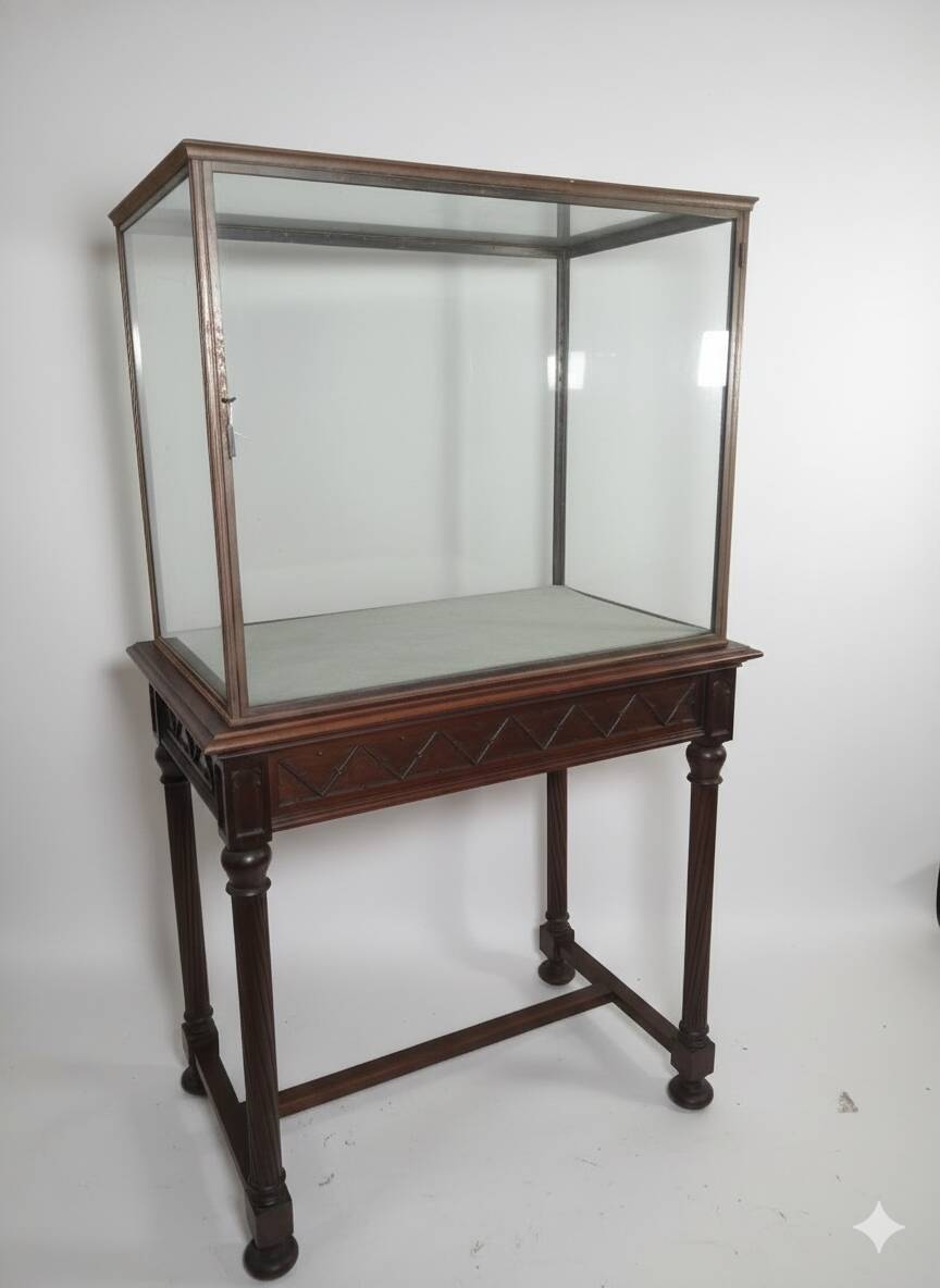 Antique display cabinet in 19th-century Gothic Revival style.