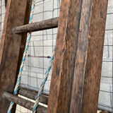 Very large vintage sliding wooden ladder