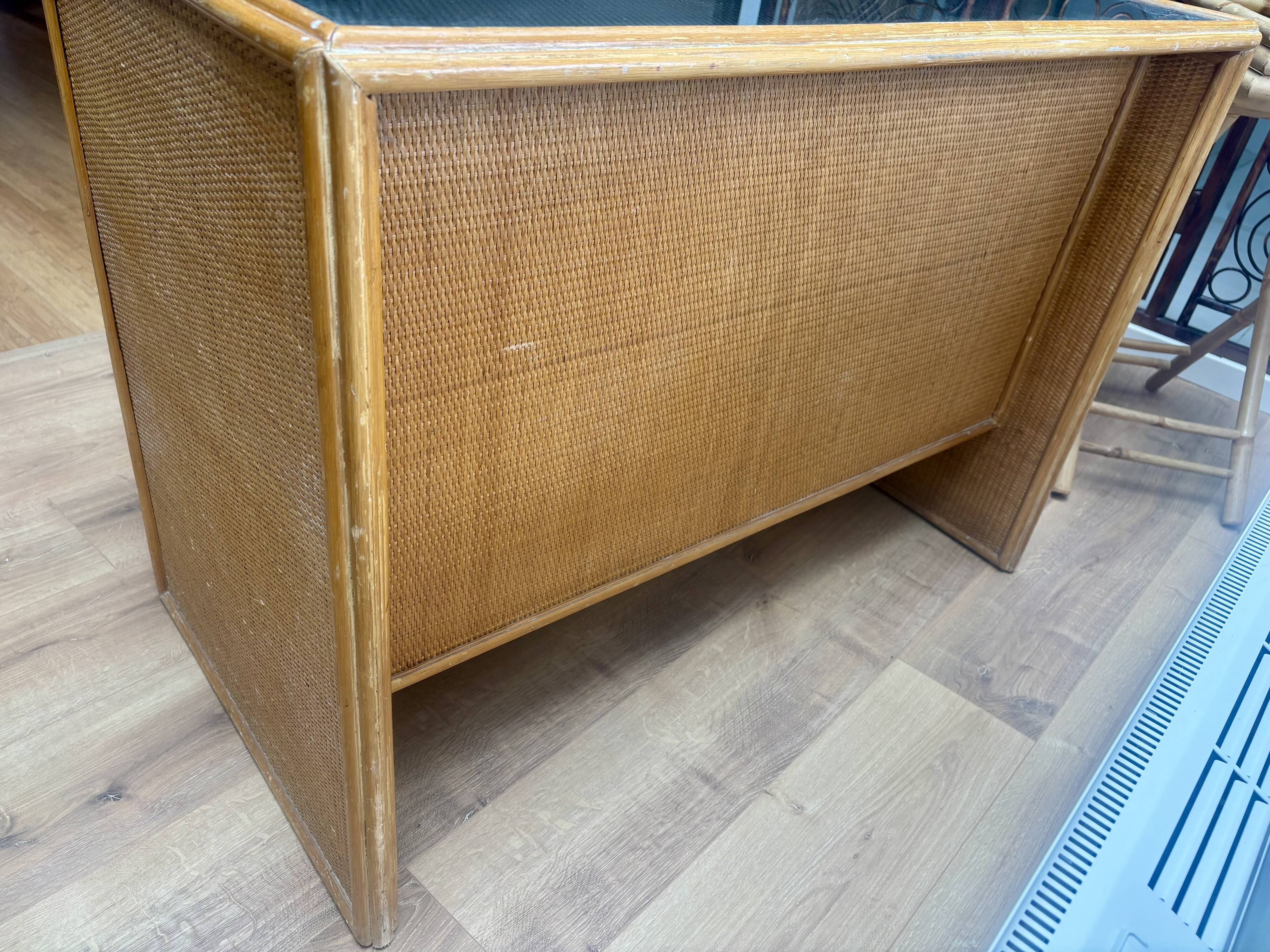 Rattan and bamboo desk