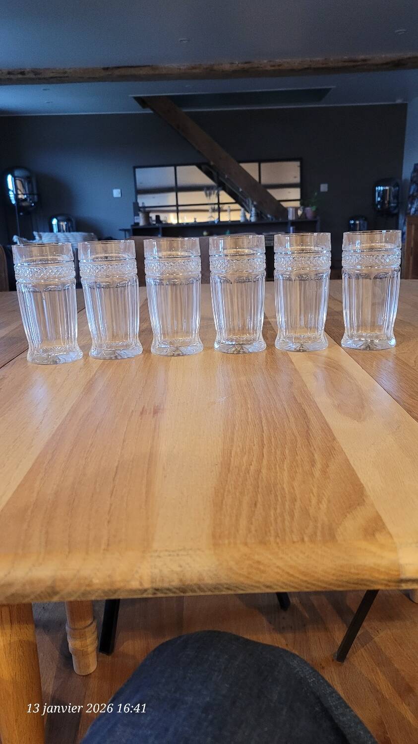 6 cut glasses made of thick glass