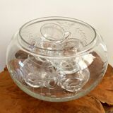 European 6 Person Punch Bowl with 5 Liters Capacity, Handcrafted Clear Crystal Glass with Floral Bar