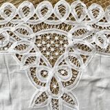 White cotton tablecloth with openwork embroidery 160X170 cm