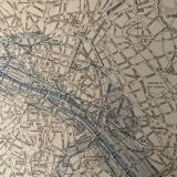 Lithograph map on Paris and the floods of 1910