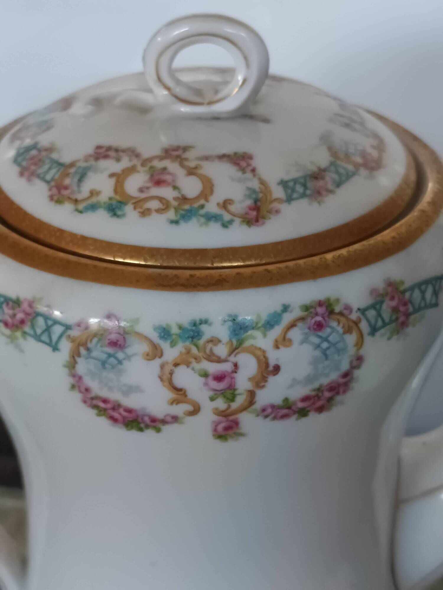 Limoges porcelain service – Lewis Straus & Sons – gold floral decoration