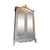 Old wardrobe style Louis XV Rococo painted pepper gray and white, wooden ANTIQUE FRENCH WARDROBE