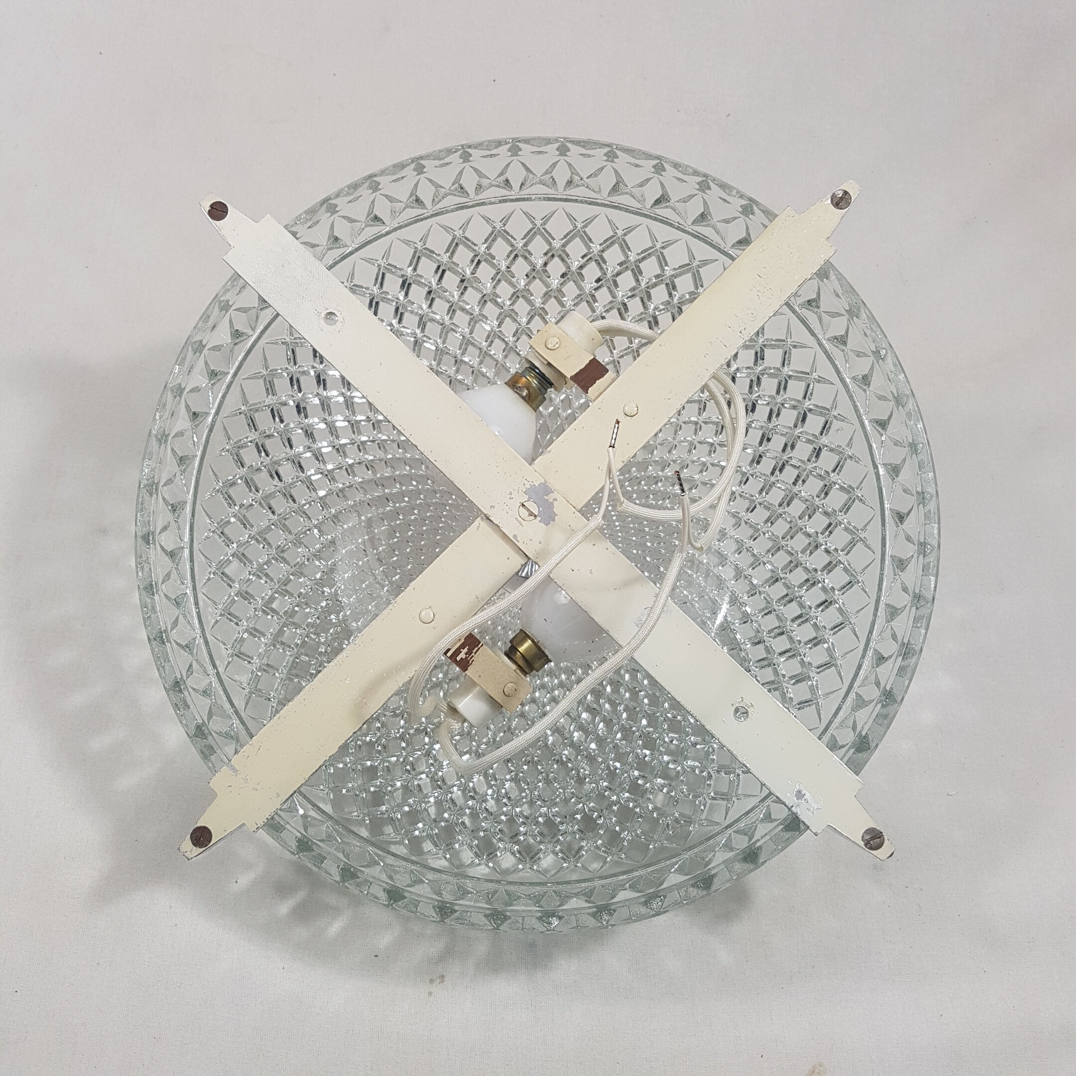 Glass and chrome ceiling light