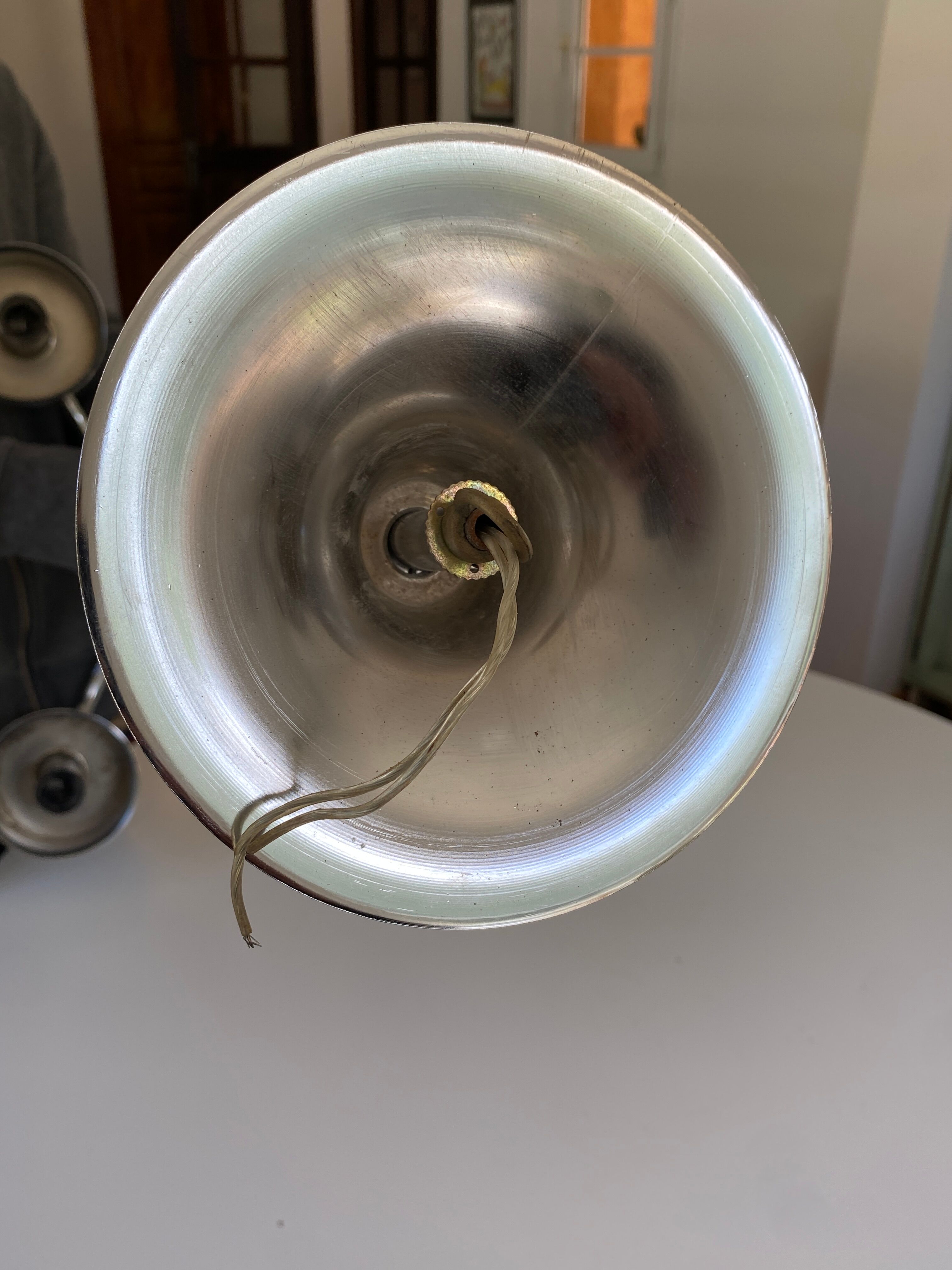 Large chrome metal Space Age chandelier