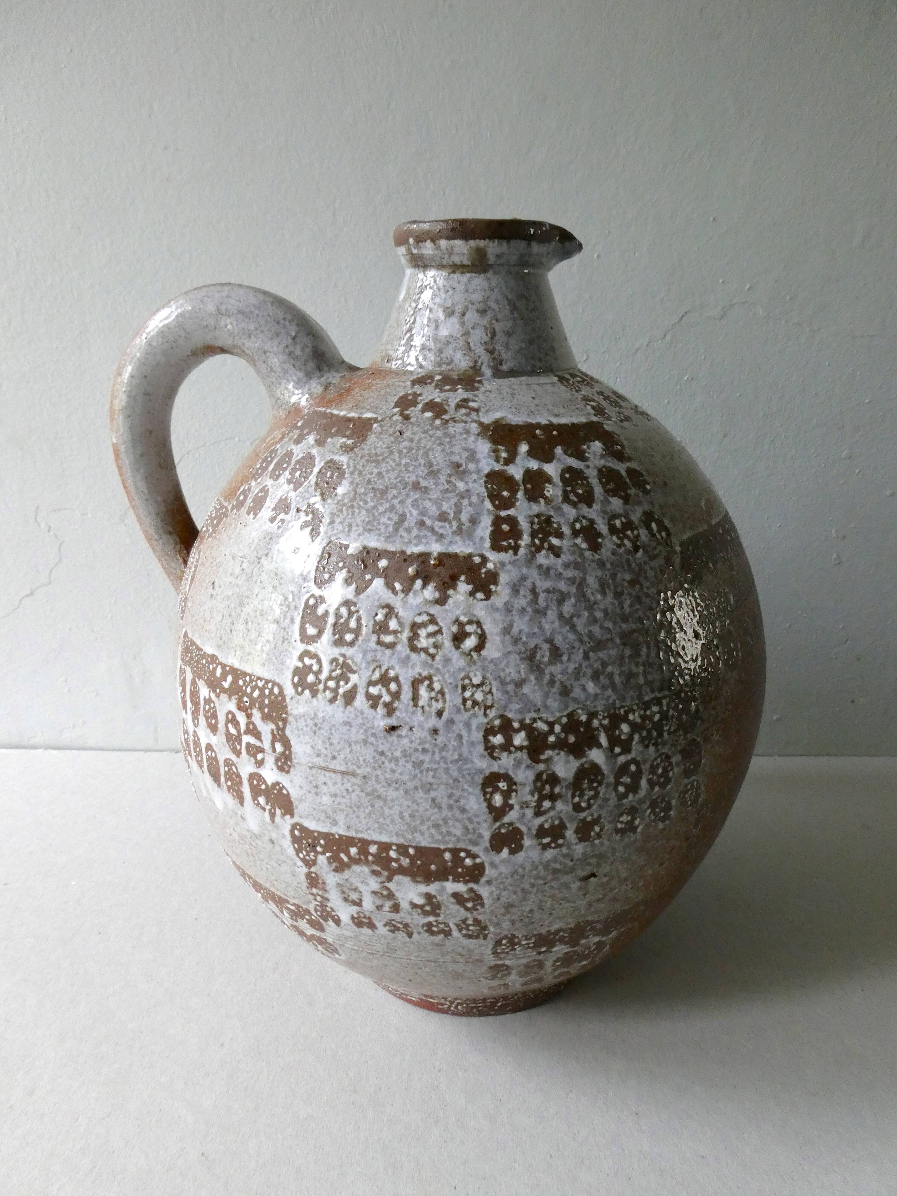 Enamelled sandstone vase by Joel Baudouin 1960s