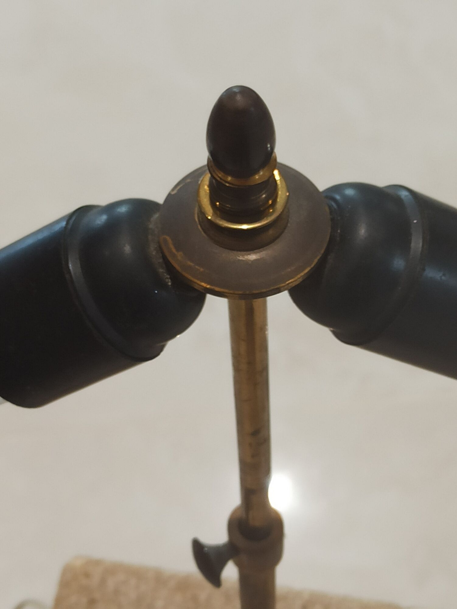 Imposing pair of lamps in Burgundy stone and brass art deco period