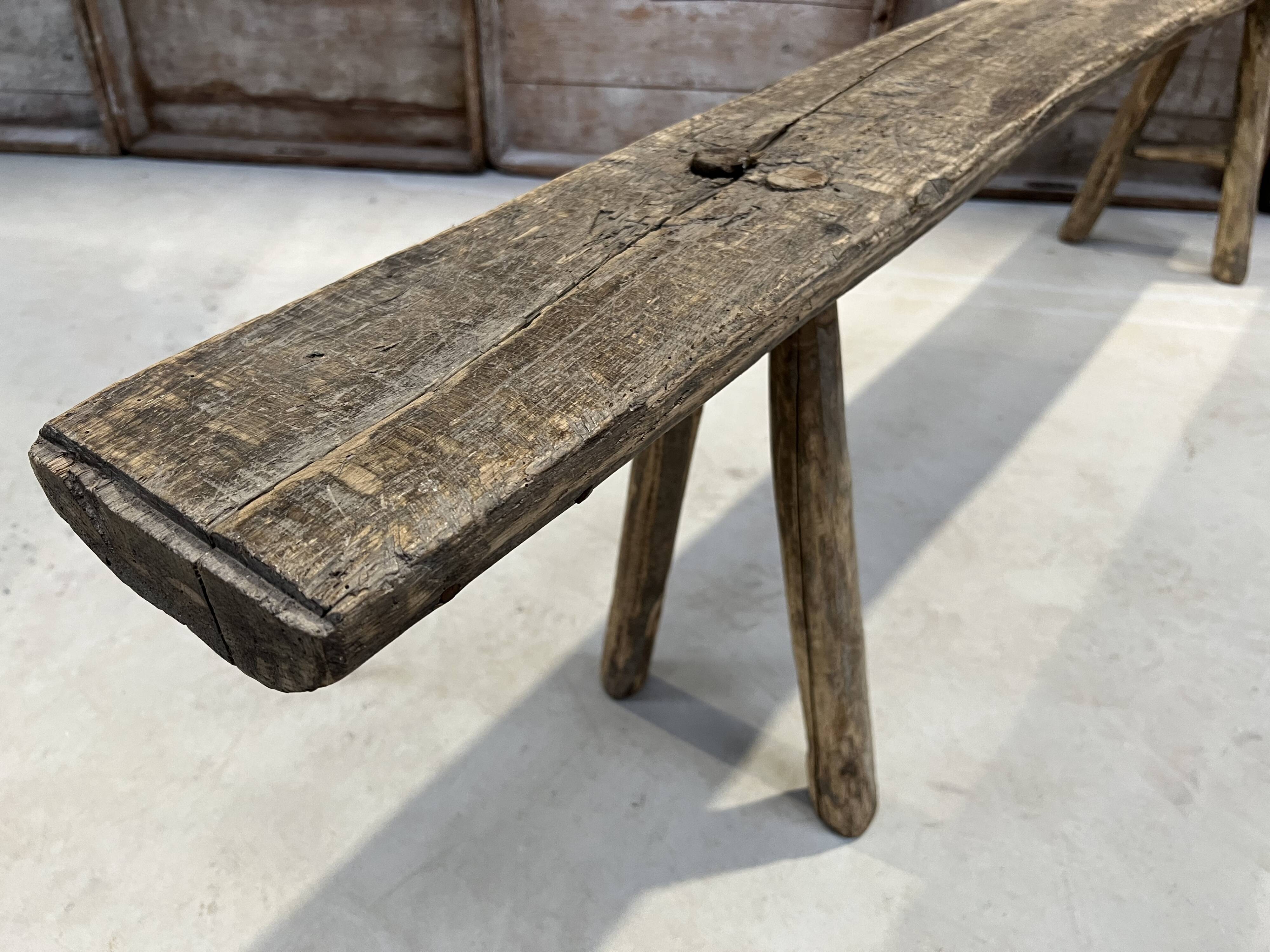 Raw wood bench