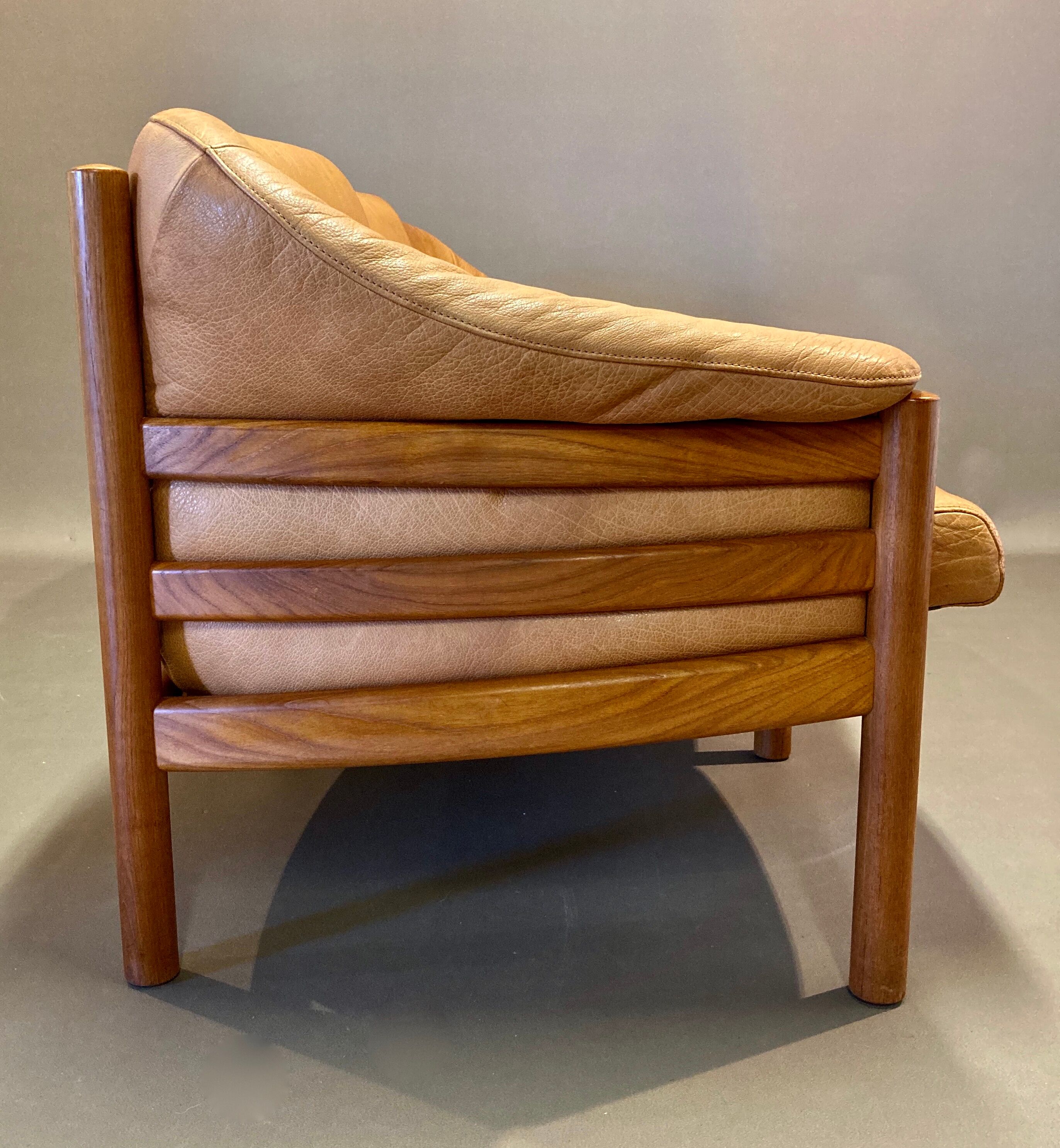 Teak and leather sofa scandinavian design 1960